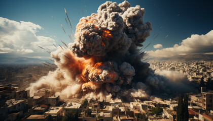 High-res photorealistic  bomb explosion.generative ai - obrazy, fototapety, plakaty