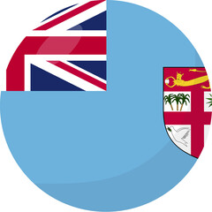 Fiji flag circle 3D cartoon style.