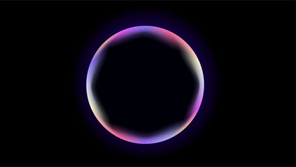 Multicolored bubble circle frame copy space over black background