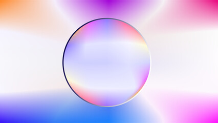 Glowing mulitcolor white bubble circle frame along light gradient background