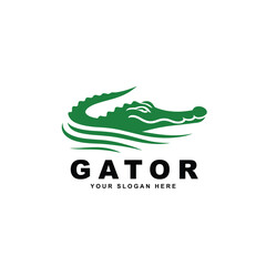 gator logo design of green alligator or crocodile logo template illustration - obrazy, fototapety, plakaty