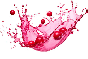 juice splash with cranberries isolated on white background