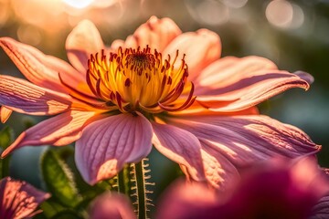Obraz premium sunset over the flower field