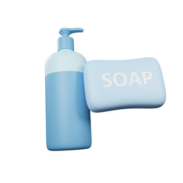 Soap and Shampoo 3d render icon illustration