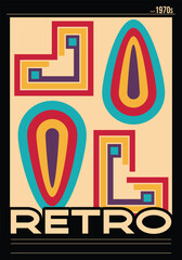 Classic 80's Retro. Retro 70s geometric posters. retro poster design with oval motifs and colorful square lines suitable for vintage music covers from the 1970s, 1980s
