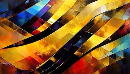 Black and Golden Yellow Wavy Shiny Abstract Background