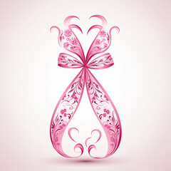 Lush Pink Ribbon on White Background A Soft and Feminine Touch