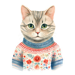 cat in Scandinavian sweater