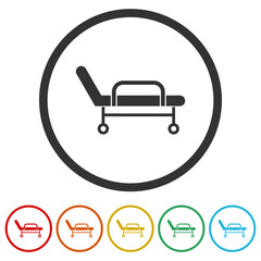 Hospital bed icon. Set icons in color circle buttons