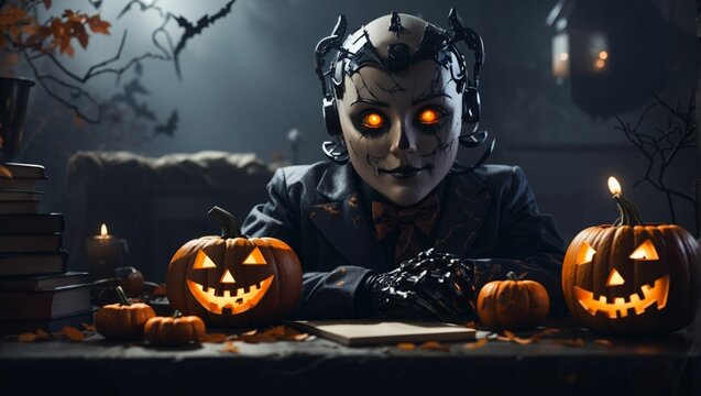 Cybernetic Shadows: A Techno-Halloween by Generative AI