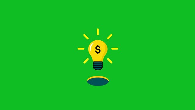 Animated light bulb with dollar sign depicts money making idea. can be used as context, such as business presentations, marketing videos, or educational videos and so on