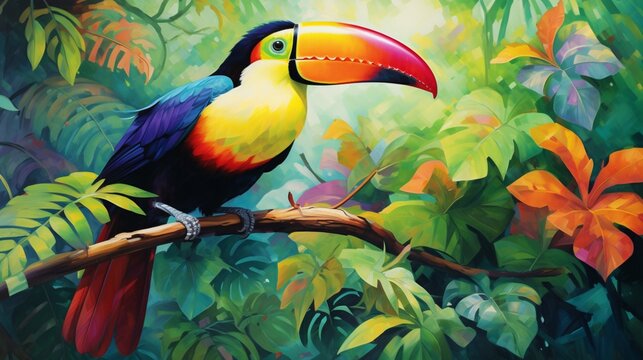 toucan on the tree background 