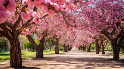pink cherry blossom - obrazy, fototapety, plakaty