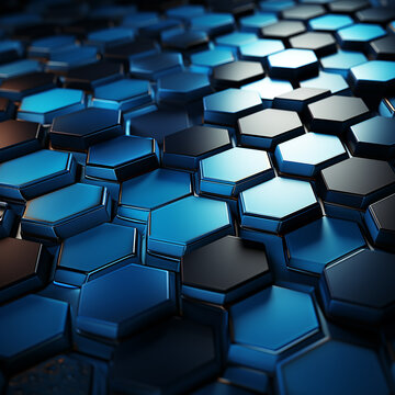 Abstract background of blue pentagons