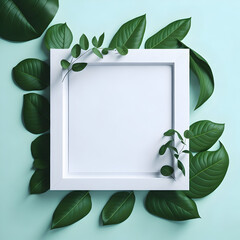 Creative Green Leaves Layout with White Squares
