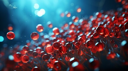 Red blood cell in 3d medical concept background. - obrazy, fototapety, plakaty