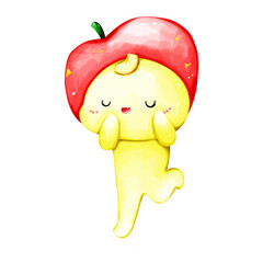 Papaya, Orange, Banana, Apple Cute Characters design