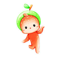 Papaya, Orange, Banana, Apple Cute Characters design
