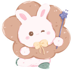 cute bunny holding a magic wand