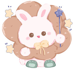 cute bunny holding a magic wand