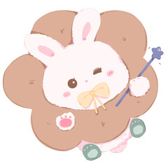 cute bunny holding a magic wand