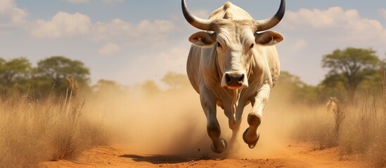 Brahman bull in Broome Western Australia can resist ticks handle heat humidity and maintain condition in dry grassy plains