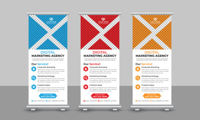 Creative modern business roll up banner design pull up signage standee x retractable banner design template