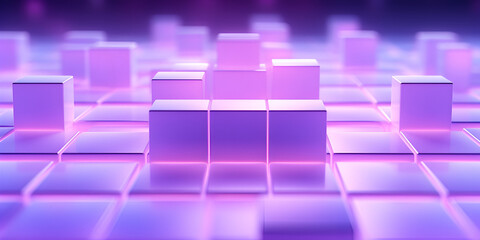 Vibrant Geometric Formation Of Violet Cubes In An Abstract Background,Purple Technology Cube,