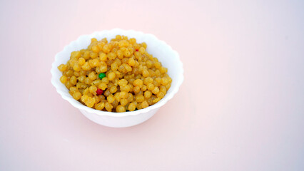 Boondi: Indian sweets; Boondi or Bundiya is an Indian dessert made from sweetened, fried chickpea flour