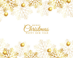 Fototapeta na wymiar merry christmas festive bauble background with golden snowflake