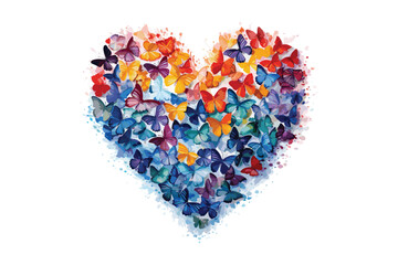 water color heart shape flower with butterflay vector design