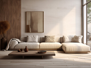 Fototapeta premium beige sofa interior calm design