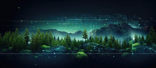 AI Forest with Green and Blue Background