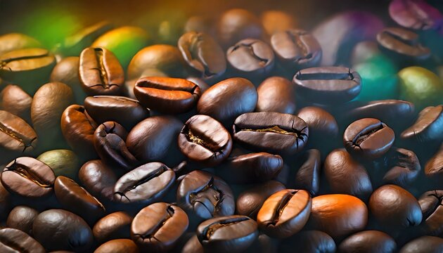 Roasted black coffee beans background