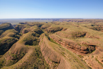 Fototapeta na wymiar Aerial view of the hills and gorges of the Bungle Bungles (Purnululu), Western Australia