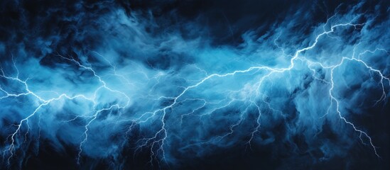 Vivid lightning night sky and thunderstorm illustrated on dark canvas for creative design - obrazy, fototapety, plakaty
