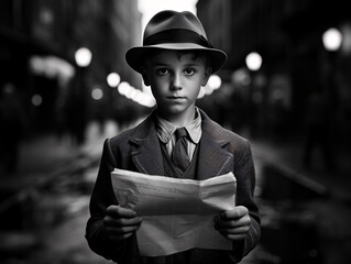 Newsboy with Papers - obrazy, fototapety, plakaty