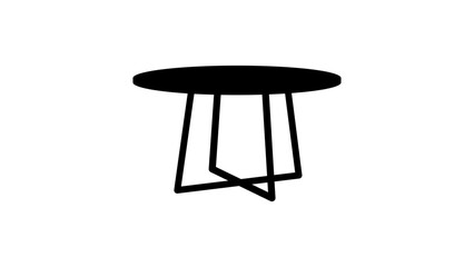 Round Dining Table, black isolated silhouette