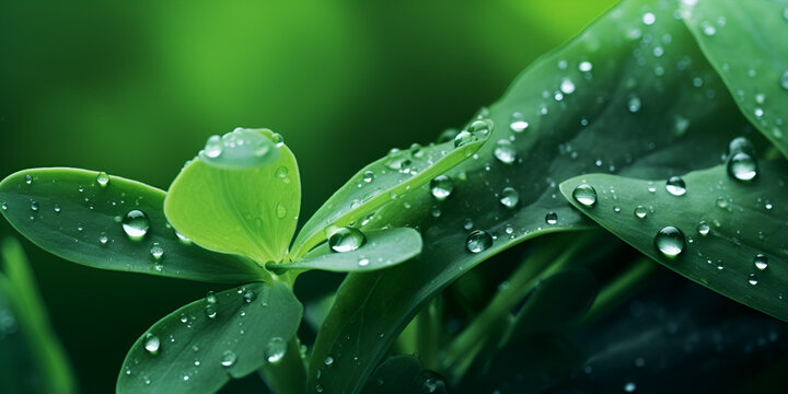 water drops on green grass leaf,Beautiful Green Photos,