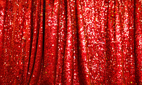  キラキラした赤色の緞帳みたいな華やかなカーテン背景