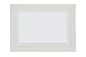 white wood vintage frame isolated in white, transparent background