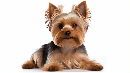 A portrait of Yorkshire terrier with adorable face