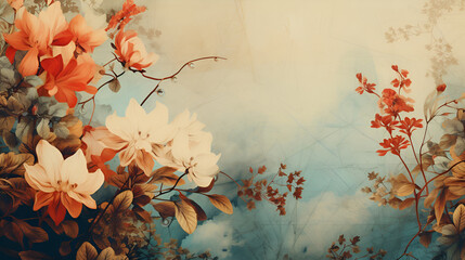 Obraz na płótnie Canvas Flowers watercolor illustration, space for text