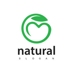 Fototapeta premium Love health food logo, Nutrition and Diet unique symbol design. Green Healthy Life creative icon.
