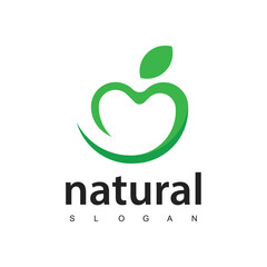 Love health food logo, Nutrition and Diet unique symbol design. Green Healthy Life creative icon.