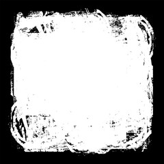 The frame is in grunge style. Black frame on white background. Paint strokes framing
