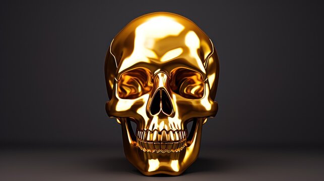 Minimalistic Golden Skull AI Generated