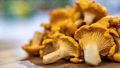 Earthly Beauty of Chanterelle Mushrooms with Copyspace