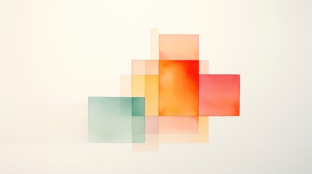 Minimalist Watercolor Painting: Division of the Plane by Rectangles AI Generated