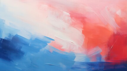 Obraz na płótnie Canvas Minimalistic Abstract Oil Painting in Red and Blue Tones AI Generated